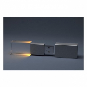 Флешка VF-Кристалл LED оранжевый, стеклянный корпус