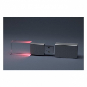Флешка VF-Кристалл LED красный, стеклянный корпус