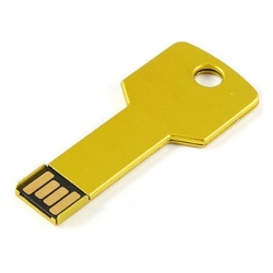 Флешка VF-808 key золото, мини ключ металлический корпус