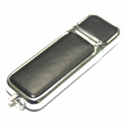 Флешка VF-L8 чёрный, кожаный корпус