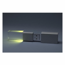 Флешка VF-Кристалл LED жёлтый, стеклянный корпус